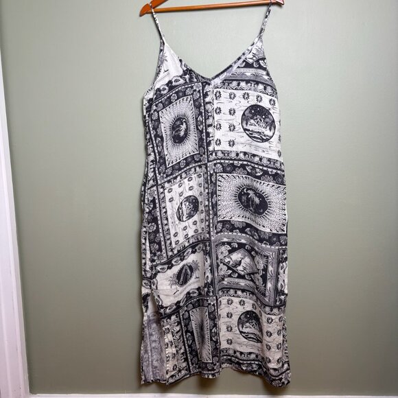 Desmond & Dempsey Women Linen Dress Size XL Midi Spaghetti Strap Tropical Beachy - Picture 5 of 16